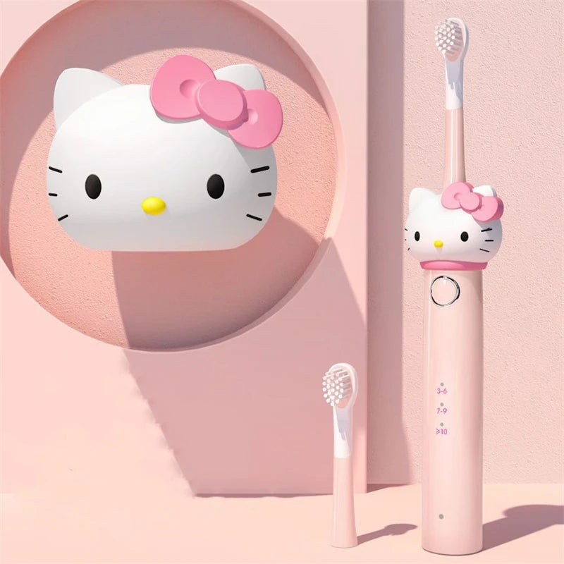 Kawaii Sanrio HelloKitty Electric Toothbrush Cute Anime Soft Hair Travel Portable Fiber Toothbrush Girl Oral Care Cleaning Brush