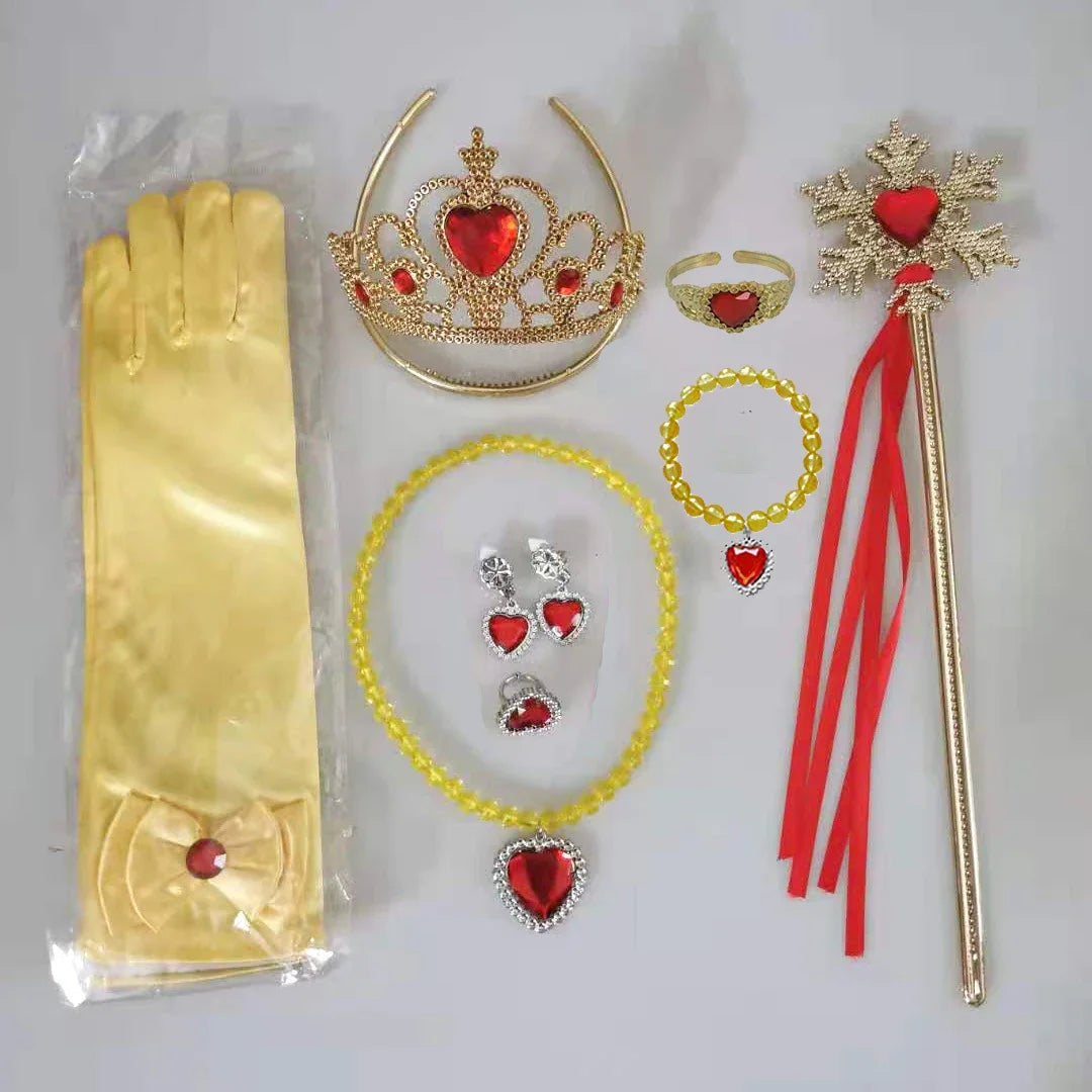 Girls Pink Cosplay Aurora Princess Crown Magic Wand Costume Headband Party Rhinestone Hair Bands For Kids Hairband Gifts Toys