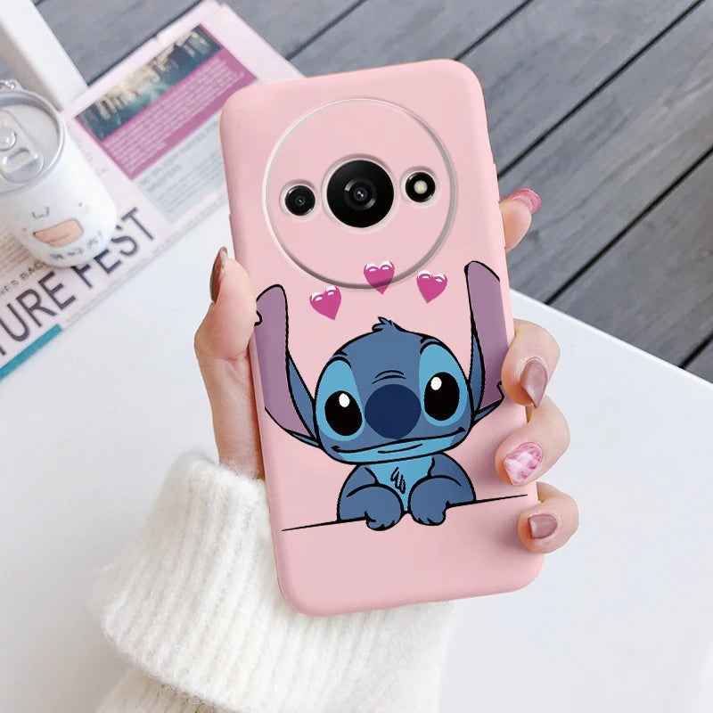 For Redmi A3 Phone Case Soft Silicone Shockproof Super cute Stitch Love?Cover For Xiaomi Redmi A3 Shell RedmiA3 A 3 Bumper Shell