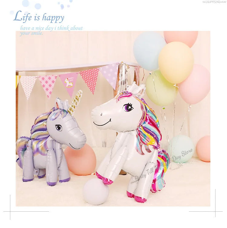Unicorn Theme Birthday Balloons Party Decoration Rainbow Foil Number Balloon Birthday Party Decor Kids Gift Baby Shower Globos