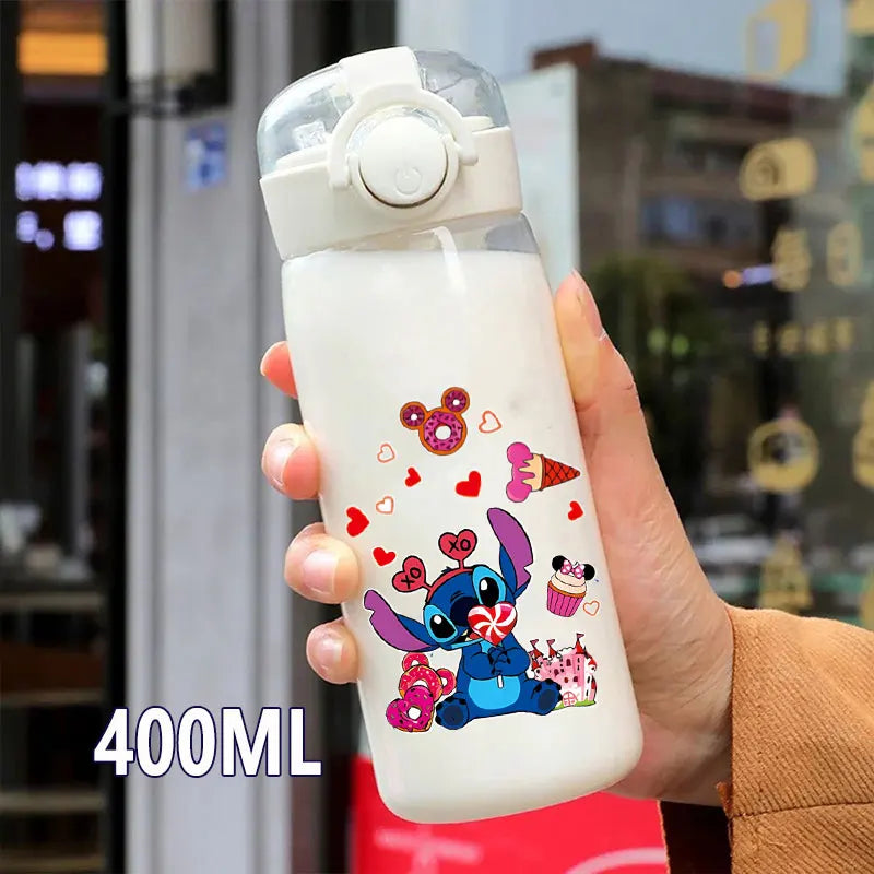 Lilo&Stitch 560/600/400ML Water Cup Children Portable Plastic Transparent Straw Stitch Outdoor Large Capacity Sport Water Bottle
