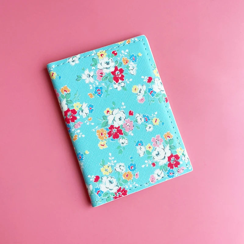 Flower and Plants Passport Cover PU Leather Travel Passport Holder for Girls Business Card Case Plane Ticket Card Holders Women