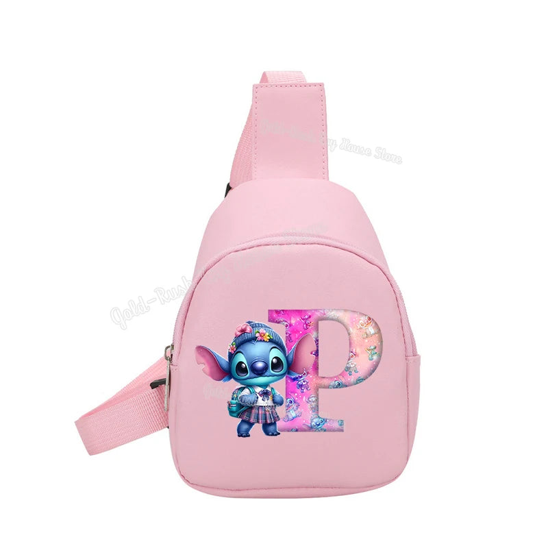 Cartoon Lilo&stitch Pu Chest Bag Mini Outdoor ShoulderBag Boy Girl Satchel Bags Costume Accessories Students Crossbady Bag Purse