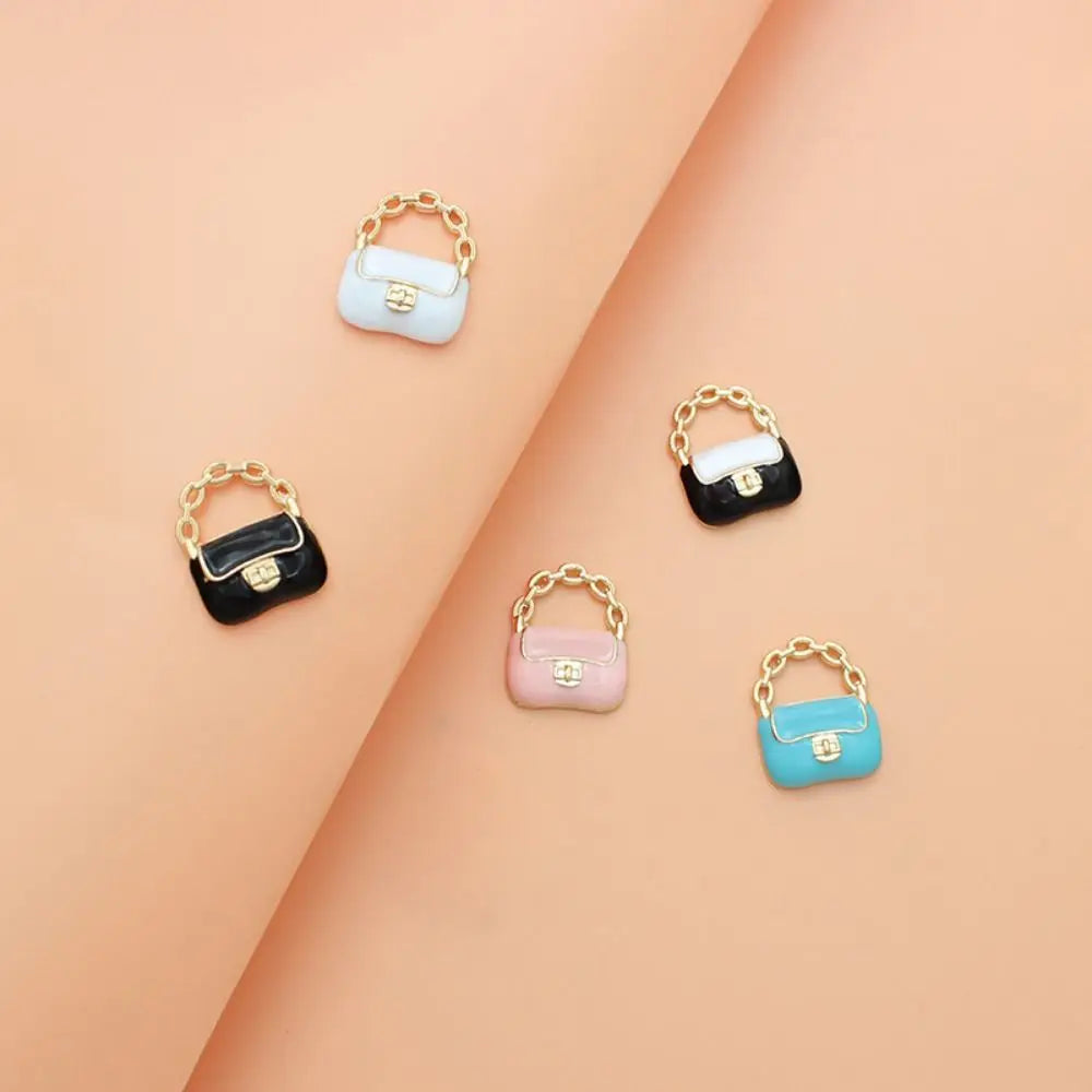 DIY Toy Dollhouse Miniature Metal Handbag Black/White Cute Doll Miniature Bag Decoration Fashion Dollhouse Mini Metal Chain Bag