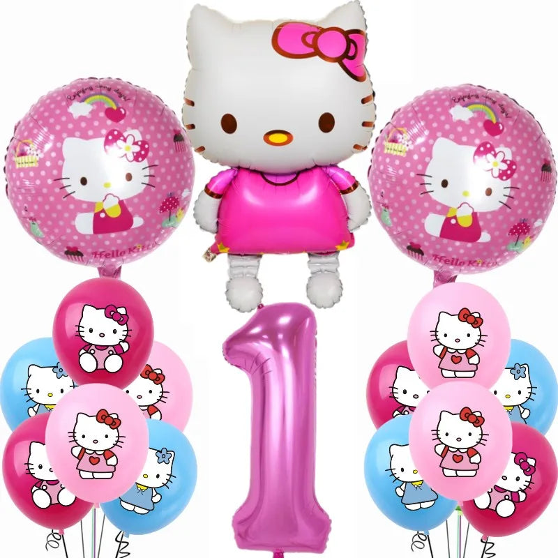 Hello Kitty Birthday Party Decoration Children's Theme Paper Cup Plate Napkin Balloon Baby Shower Kids Girls Party Gift Toys Set