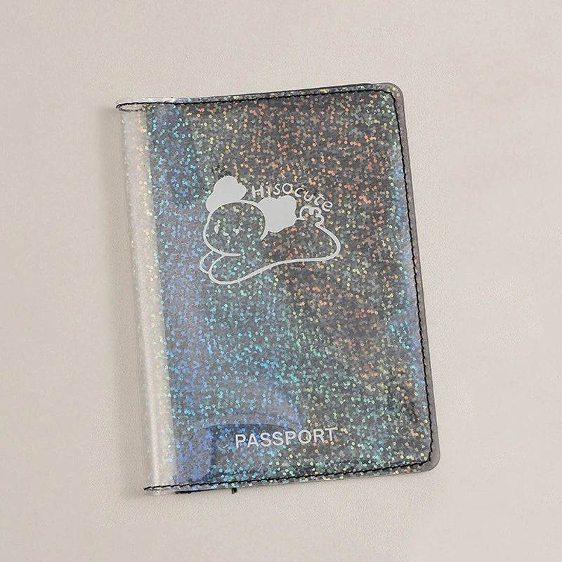 Fashion Transparent Starlight Passport Cover Girls Travel Ticket ID Credit Card Holders PVC Jelly Color Laser Passport Holder