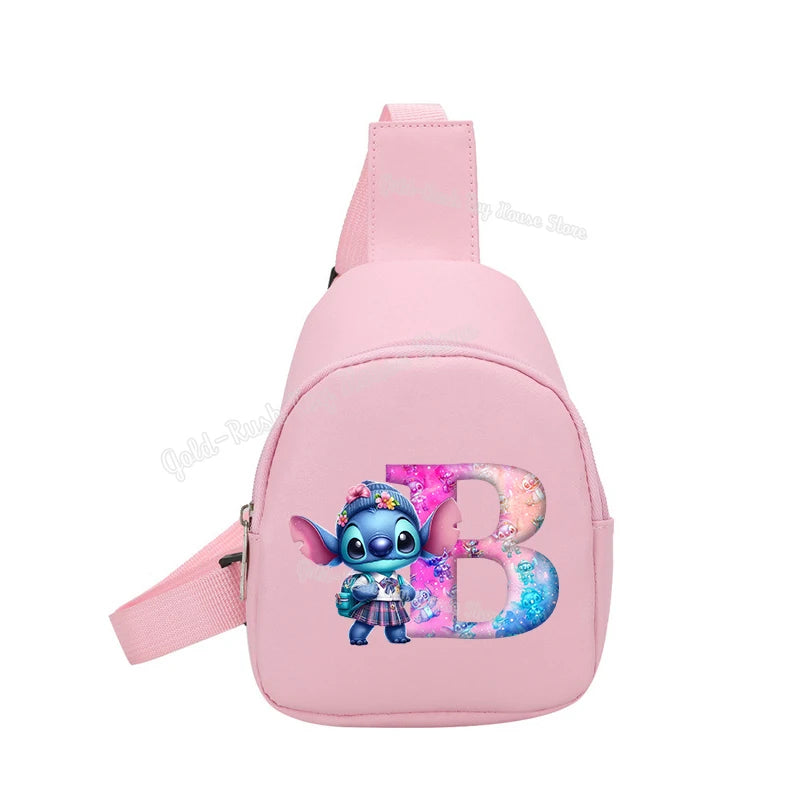 Cartoon Lilo&stitch Pu Chest Bag Mini Outdoor ShoulderBag Boy Girl Satchel Bags Costume Accessories Students Crossbady Bag Purse