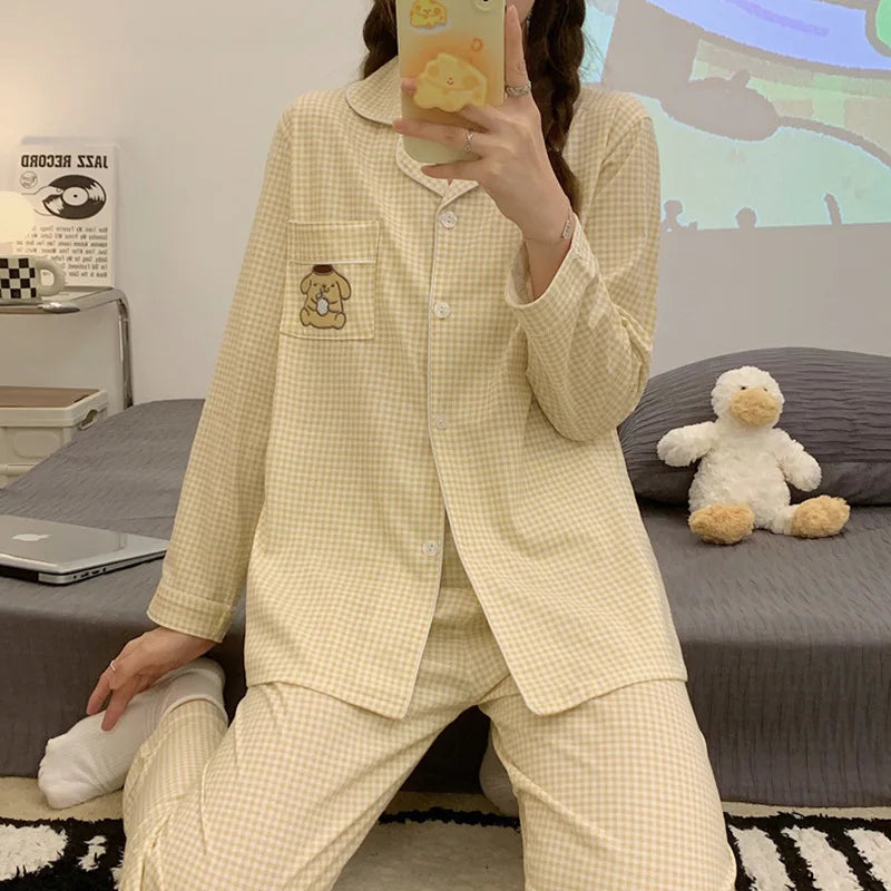 New Anime Sanrio Short Pajamas Hello Kitty Kuromi Kawaii Cartoon Loose Sleepwear Pajamas Sets Short Clothes Girl Birthday Gifts