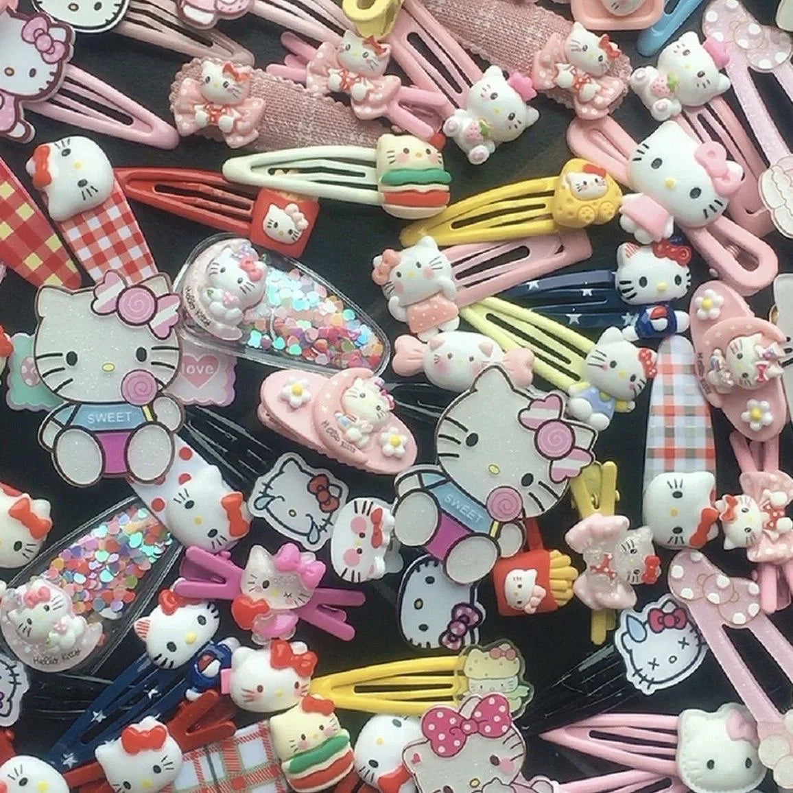 19Pcs Suit Hello Kitty Hair Clip Hairpin for Girls Children's Cinnamoroll Hello Kitty Accessories Hairpin Bb Clip Girls Gifts
