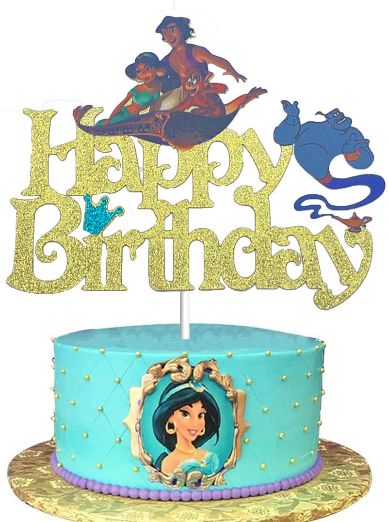 MINISO Lilo & Stitch Six Princess Acrylic Cake Topper Children Birthday Party Supplies Cake Flag Baby Shower Baking DIY Supplies