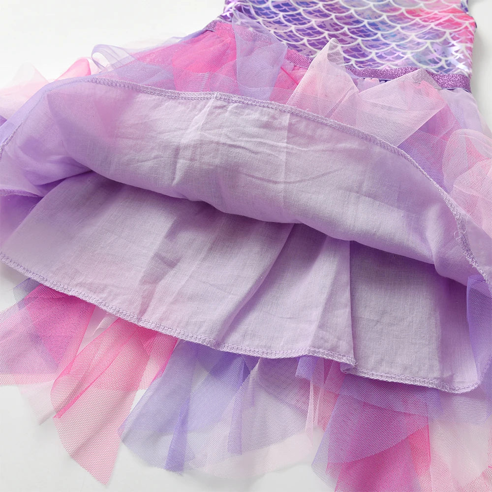 DXTON Summer Princess Sleeveless Dress Children Birthday Party Clothing Irregular Layer Prom Girls Dresses Kids Tulle Costumes