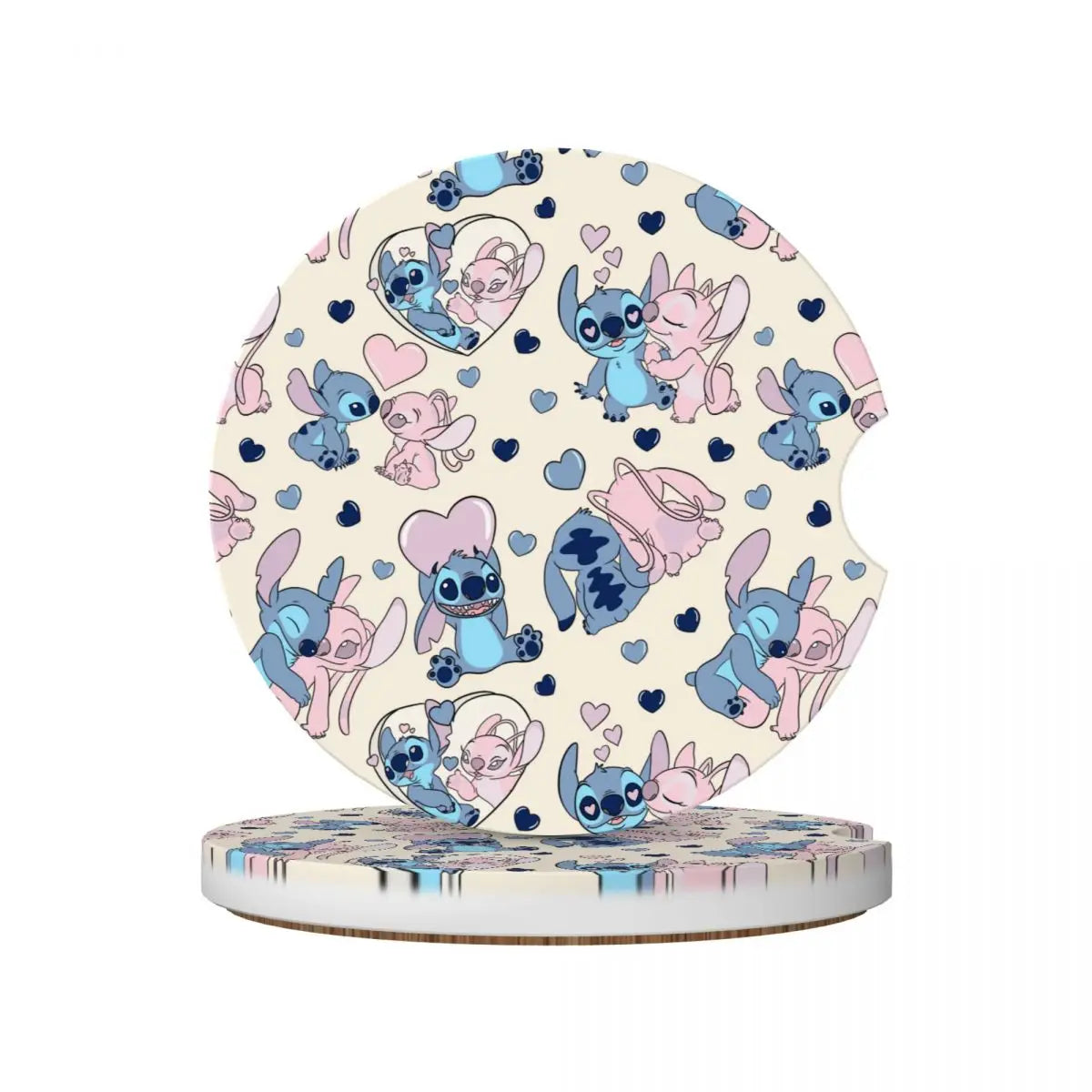 Kawaii Stitch Cartoon Car Cup Coaster 2PCS Universal Cup Holders Embedded in Ornaments Coaster Car Interior Accessories