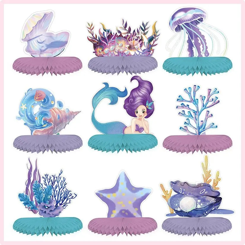 Mermaid Birthday Party Decorations Mermaid Theme Tableware Hanging Banner Candy Box Banner Party Decoration Supplies For Kids
