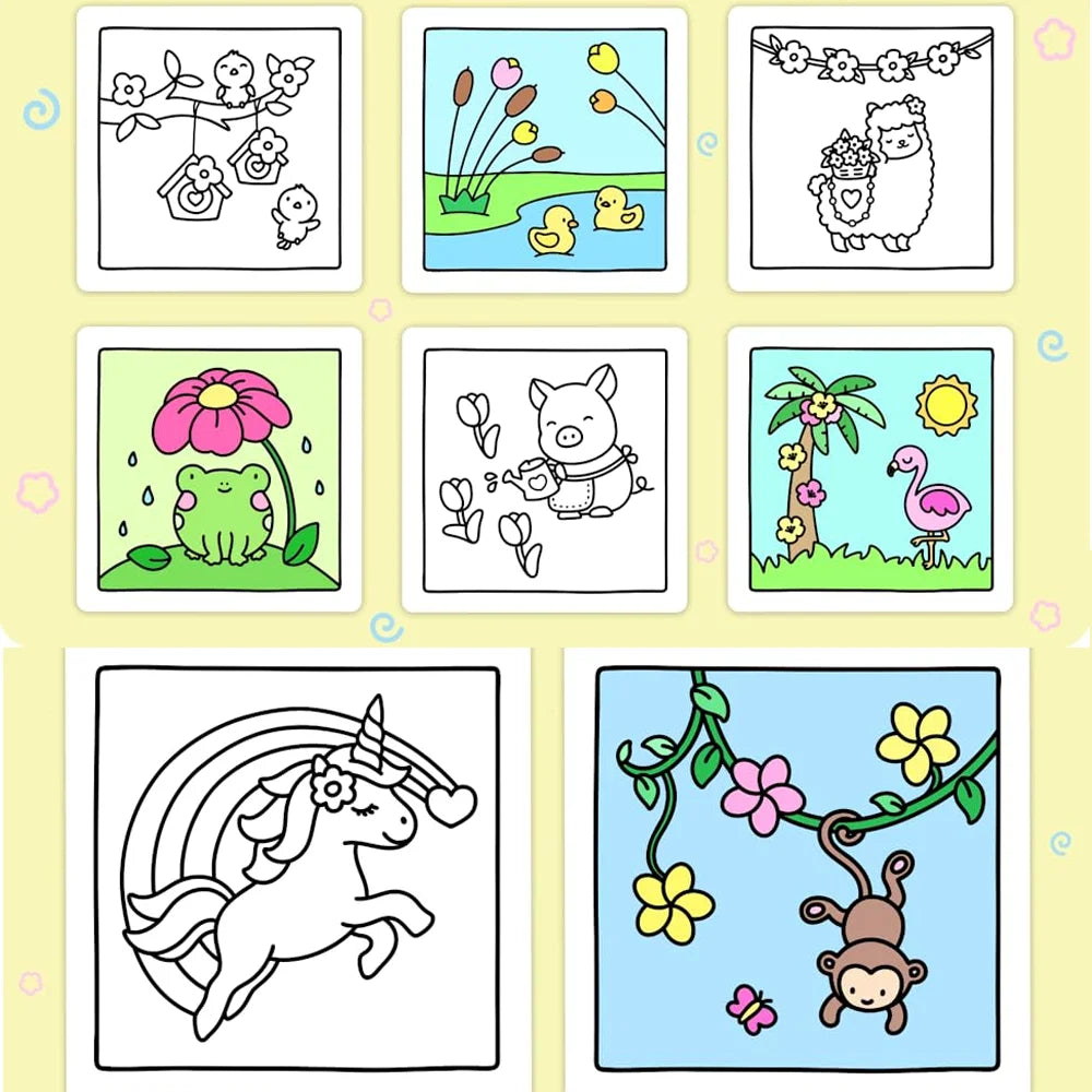 A bold and simple coloring book with bright and beautiful animals and flowers, a relaxing and relaxing coloring book for adults