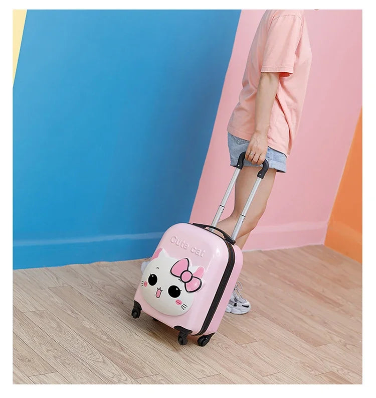 XQ kids travel suitcase 18-inch carry ons luggage trolley case for girls boys gift cabin rolling luggage spinner cute Cartoon