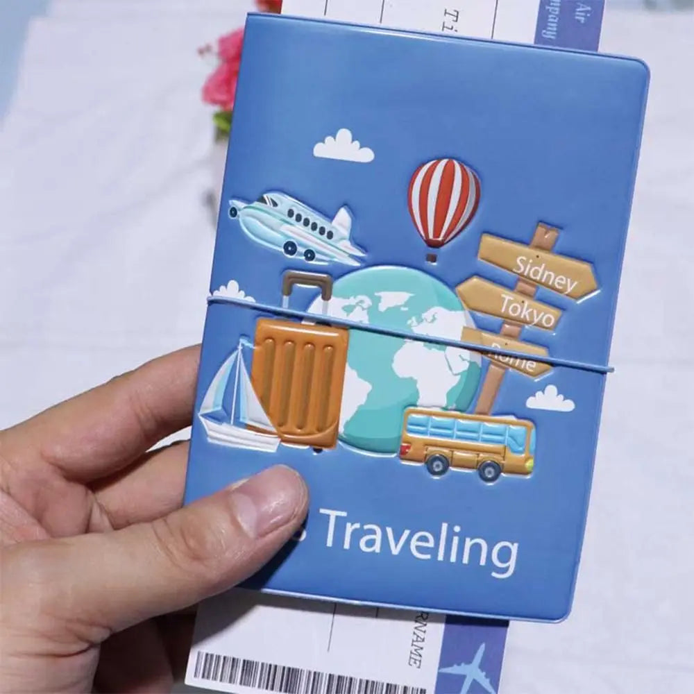 Gift Cartoon Girl Passport Cover PU Waterproof Certificate Protective Sheath Card Holder Multi-function ID Card Holder Unisex