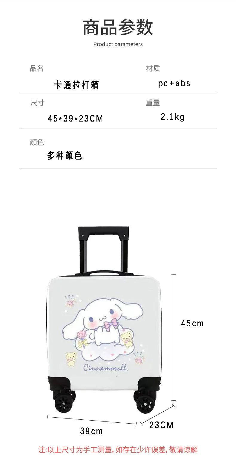 Sanrios New Child Trolley Case Cute Cartoon Kuromi Anime Hello Kittys Universal Wheel Suitcase Boy Girl Password Lock Suitcase
