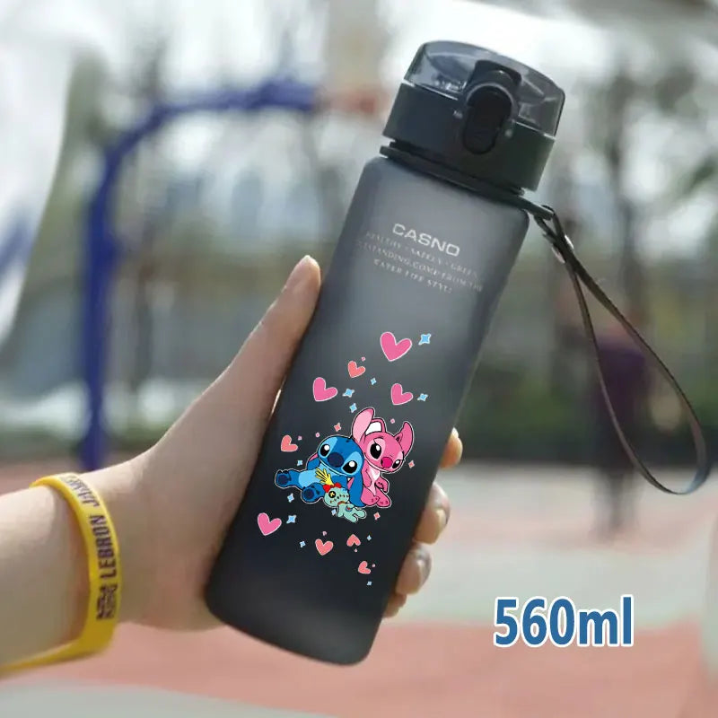 Lilo&Stitch 560/600/400ML Water Cup Children Portable Plastic Transparent Straw Stitch Outdoor Large Capacity Sport Water Bottle
