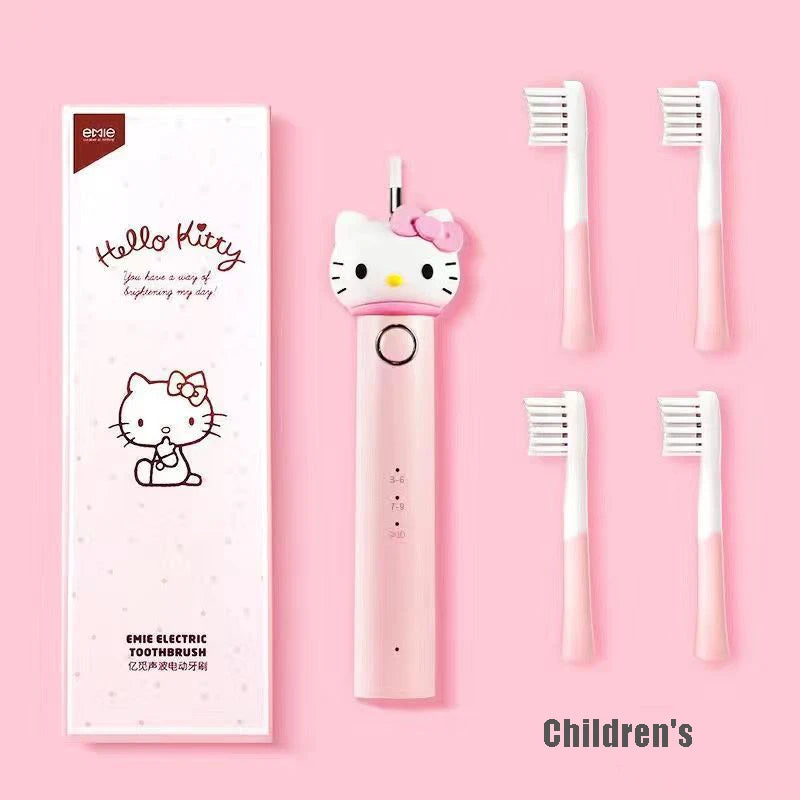 Kawaii Sanrio HelloKitty Electric Toothbrush Cute Anime Soft Hair Travel Portable Fiber Toothbrush Girl Oral Care Cleaning Brush