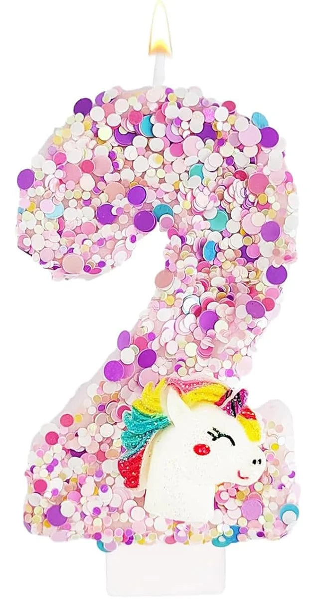 0-9 Number Birthday Candle,Happy Birthday Cake Candle， Unicorn Themed Party Supplies