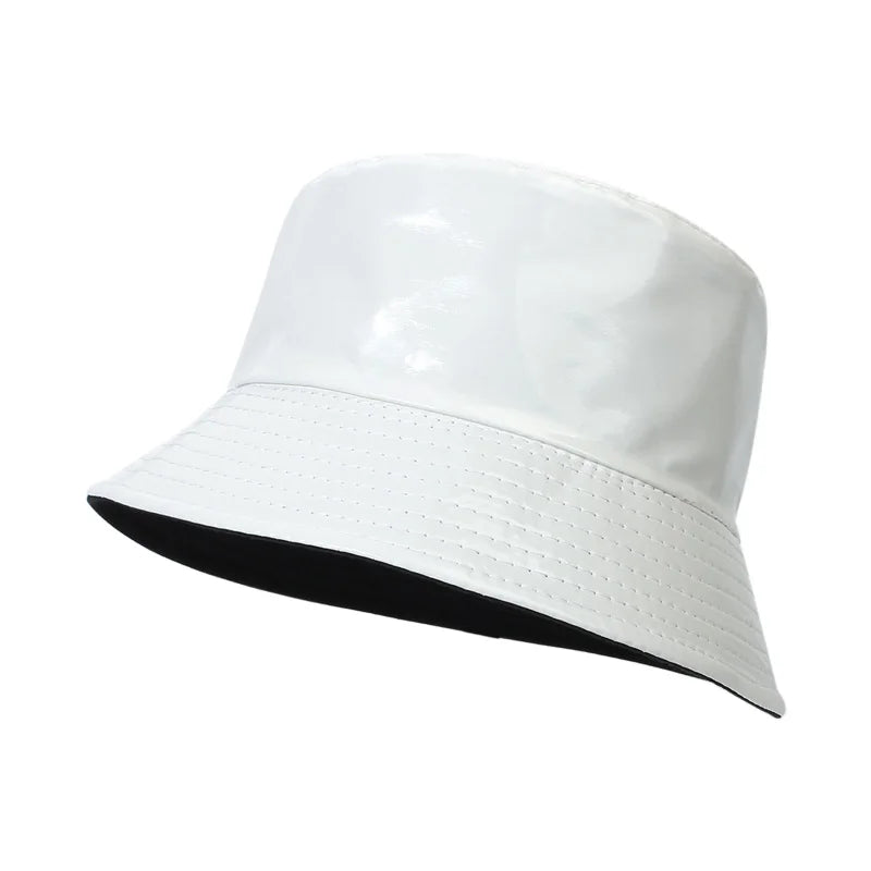 2023 Fashion Bucket Hat Women Girls Leather Solid Panama Caps Men Hiking Hat Fishing Cap Foldable Hip-Hop Street Waterproof Hat
