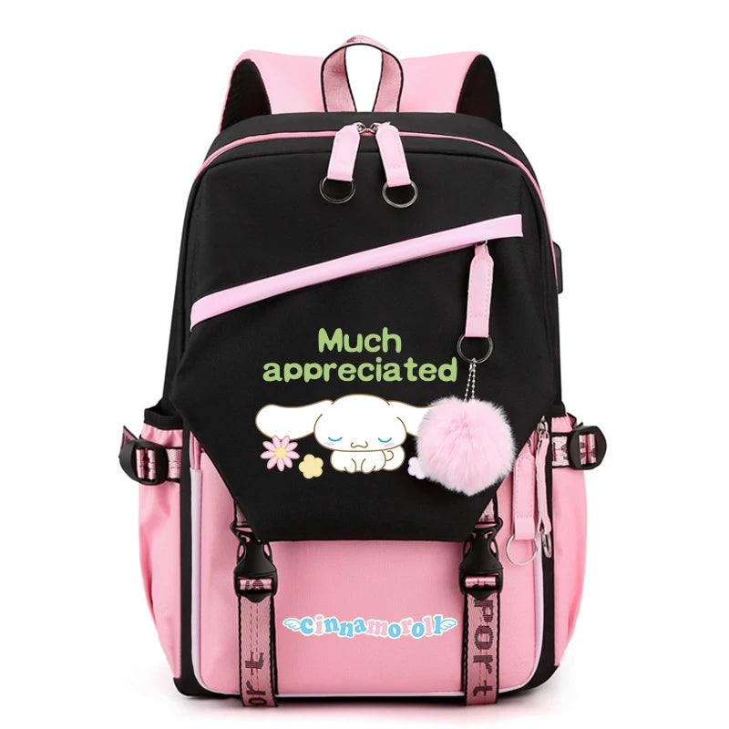 Sanrio Kuromi Cinnamoroll Backpack Teenager Student Rucksack Girl Boy Kids Anime Knapsack Women Cute Cartoon Bag Travel Mochilas