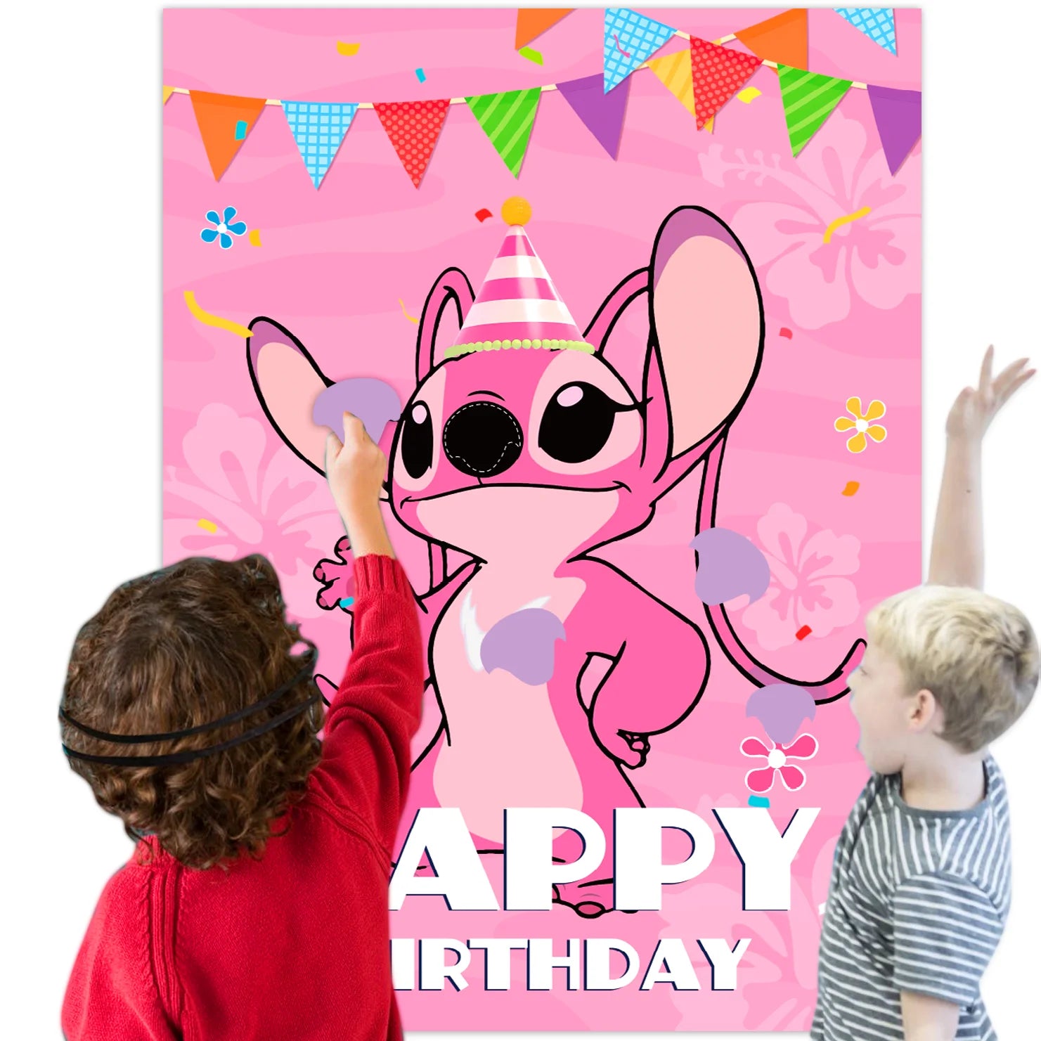 Pin The Nose on The lilo Stitch Birthday Party Game Stickers Poster Stitch Party Background Party Game Kids Favor Gifts Supplies