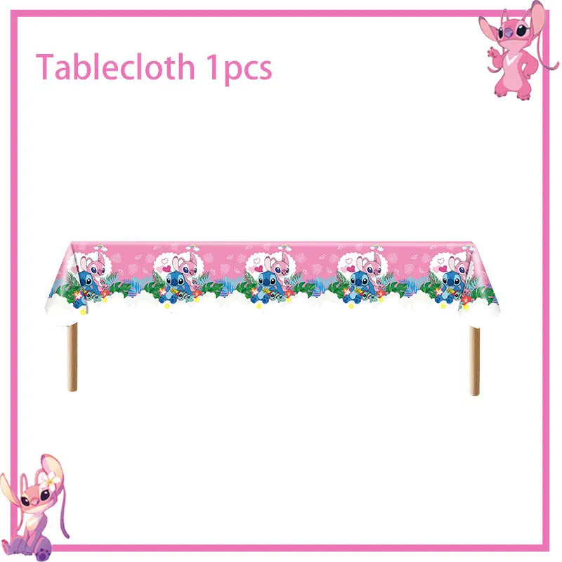 Pink Lilo Stitch Birthday Party Decoration Stitch And Angel Birthday Party Decorations Tableware Plates Balloons Girls Toy Gifts