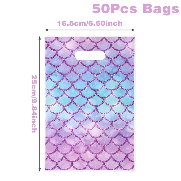 Mermaid Tote Bag Under The Sea Theme Little Mermaid Happy One Birthday Party Decorations Kids Candy Cookie Handbag Baby Shower