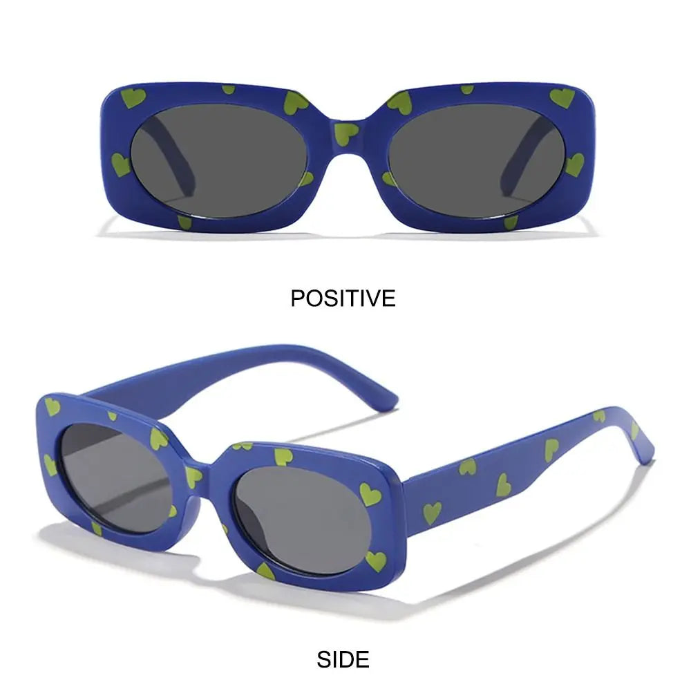 UV400 Heart Print Children Sunglasses Cute 2-8 Years Sun Protection Eyewear Kids Rectangular Sun Glasses