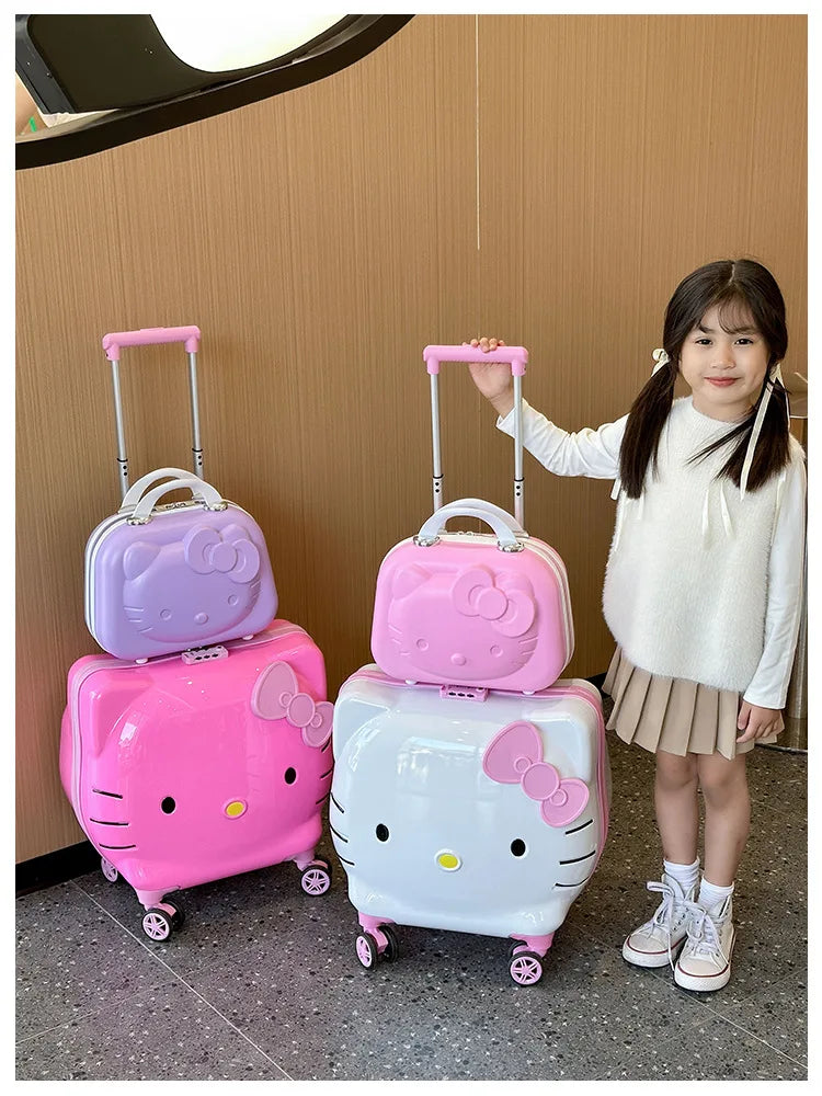 Hello Kittys Trolley Case Girls Sanrioed Universal Wheel Trolley Portable Suitcase Cartoon Travel Boarding Case Kids Toys Gift