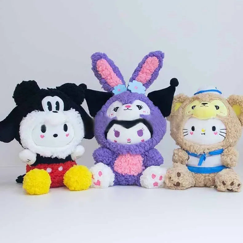 20cm Cute Plush Toys KT Cat Kuromi Cinnamoroll Dog Sanrio Child Plushies Stuffed Toy Stitch Pacha Dog Dolls Pillow birthday Gift