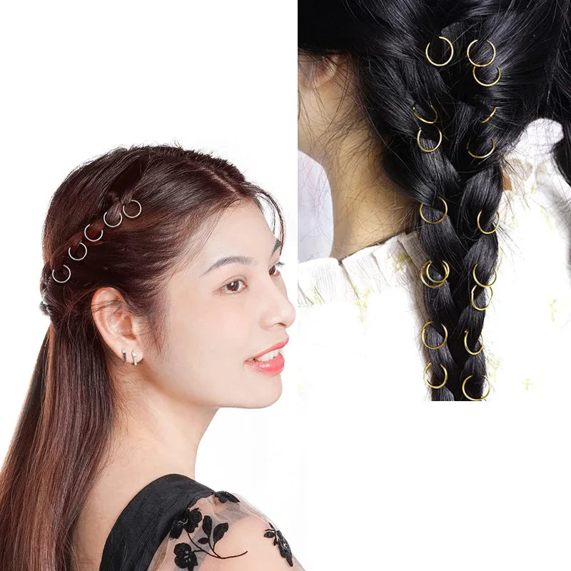 30Pcs/Lot Mix Color Charms Hair Braid Dread Dreadlock Beads Clips Cuffs Rings Hoop Adjustable Jewelry 14MM Clasps Accessories
