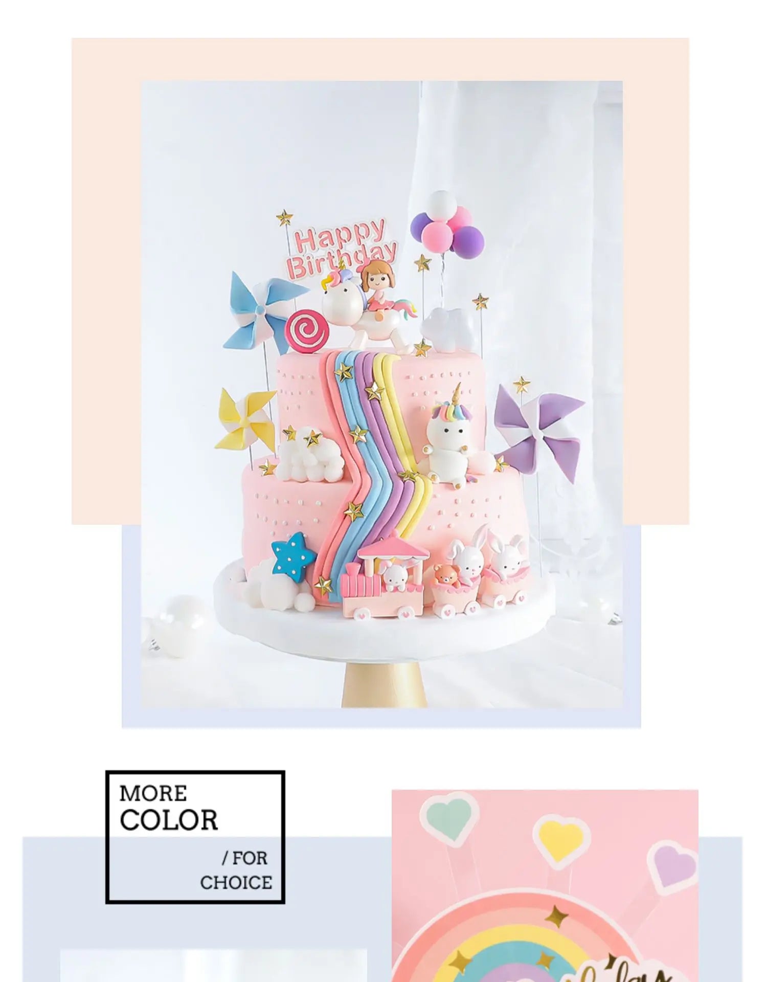 Unicorn Theme Cake Topper Happy Birthday Rainbow Stars Girl Birthday Baby Shower Party  Cake Decoration for Girl's 16th Birthday