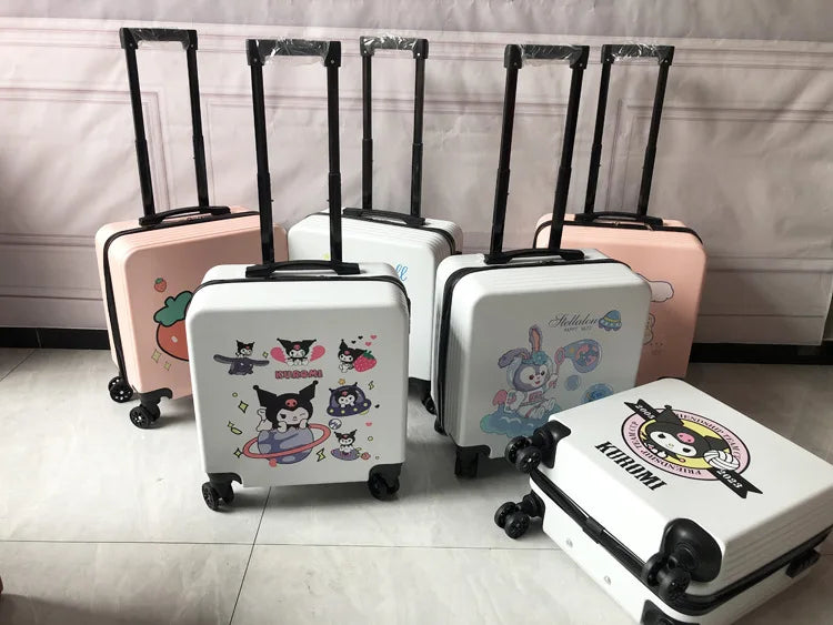 Sanrios New Child Trolley Case Cute Cartoon Kuromi Anime Hello Kittys Universal Wheel Suitcase Boy Girl Password Lock Suitcase