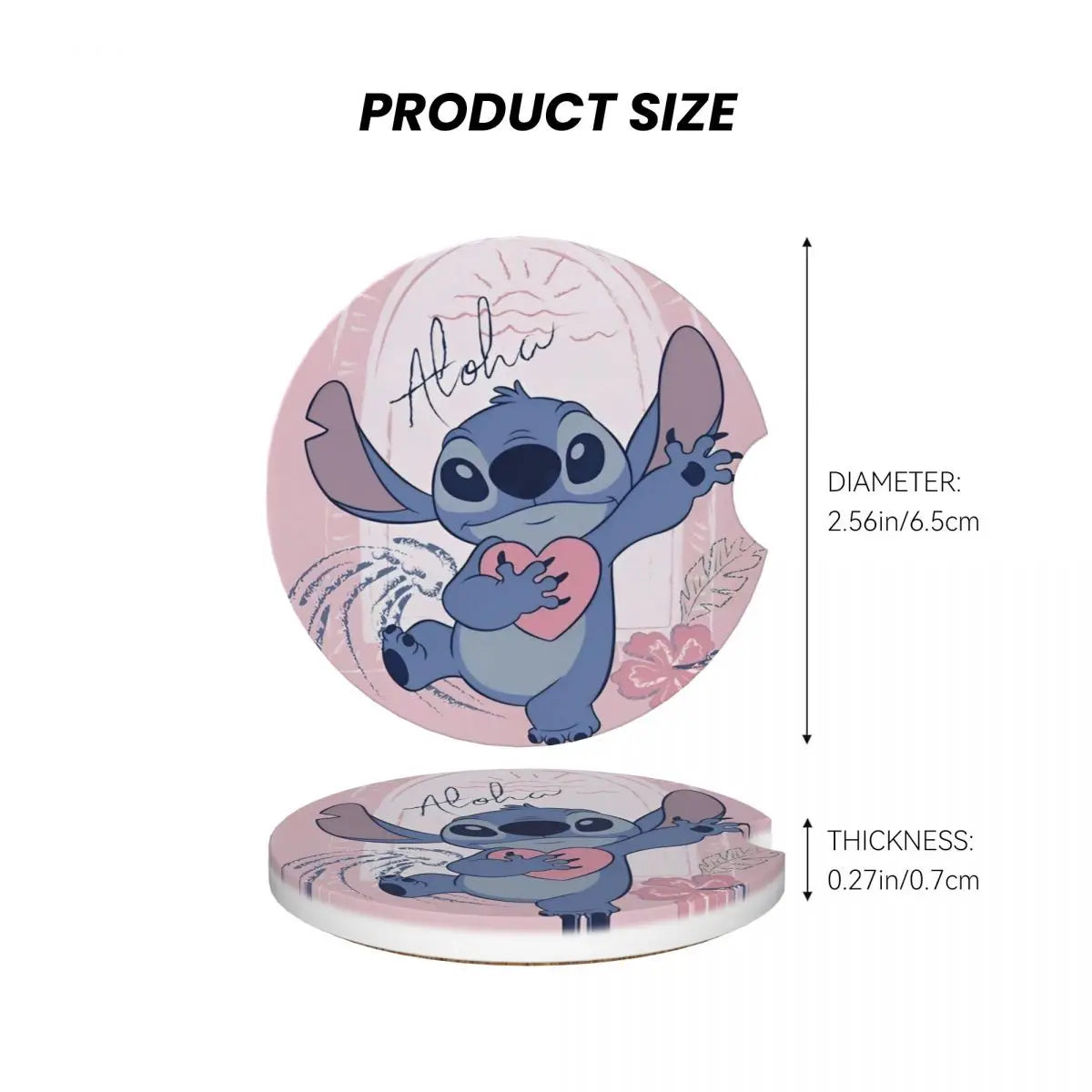 Kawaii Stitch Cartoon Car Cup Coaster 2PCS Universal Cup Holders Embedded in Ornaments Coaster Car Interior Accessories