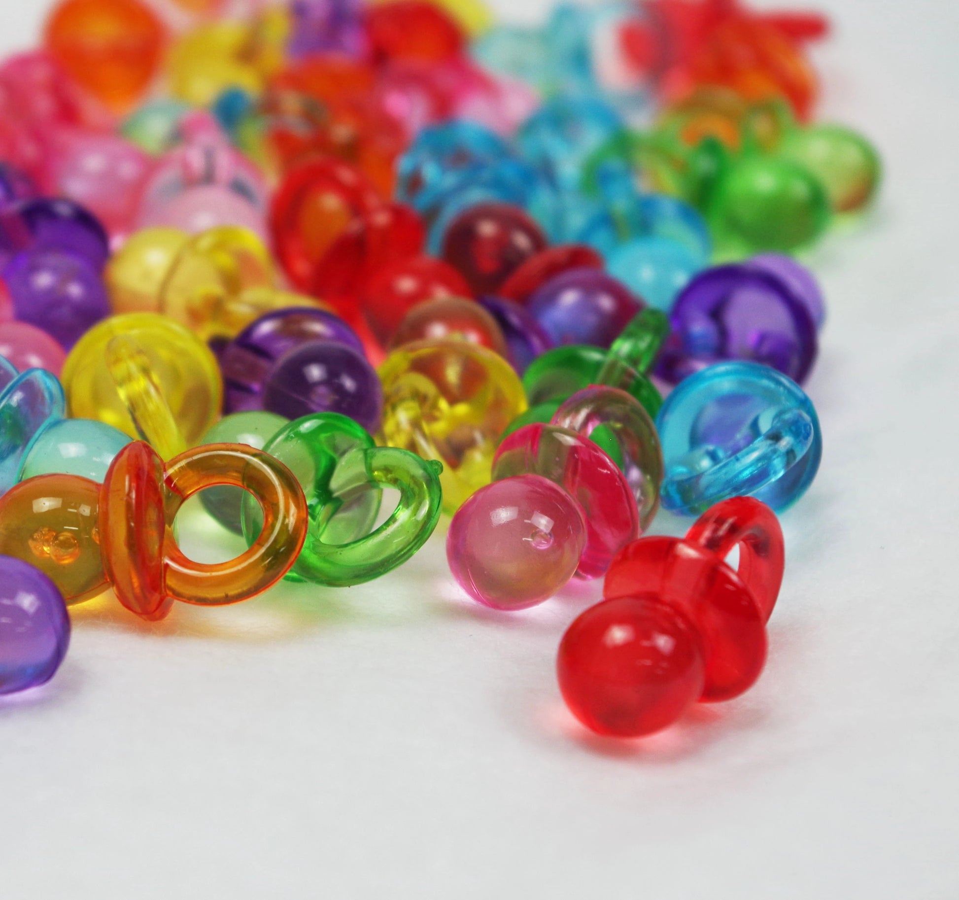 50Pcs Transparent Acrylic Mini Pacifier Baby Shower Girl Boy Birthday Holiday Party Table Decoration Supplies Game Decoration