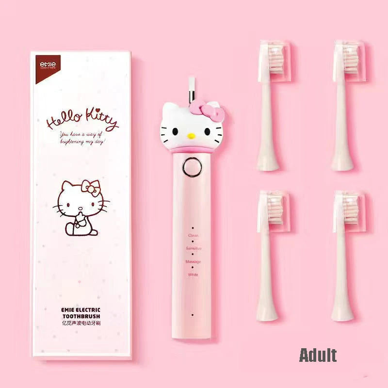 Kawaii Sanrio HelloKitty Electric Toothbrush Cute Anime Soft Hair Travel Portable Fiber Toothbrush Girl Oral Care Cleaning Brush