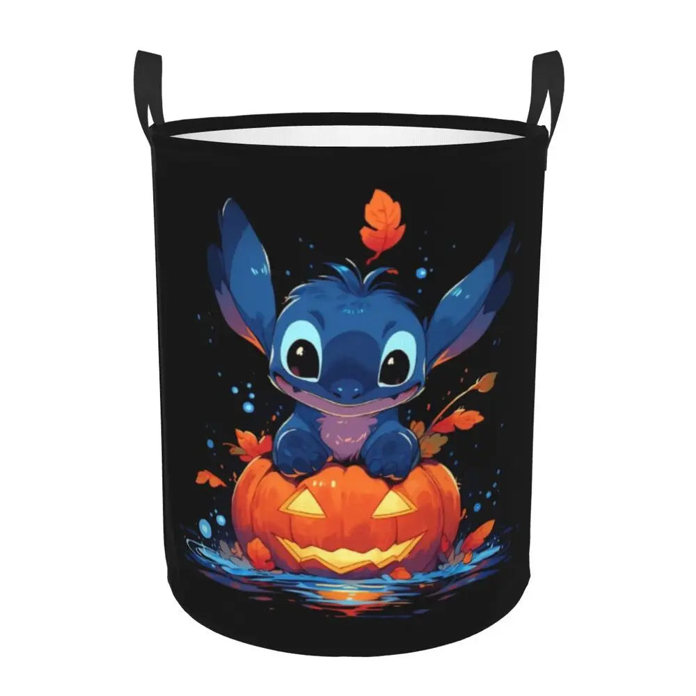 Customized SLilo And Stitch Cartoon Laundry Hamper Large Storage Basket Anime Kids Nursery Toy Organizer