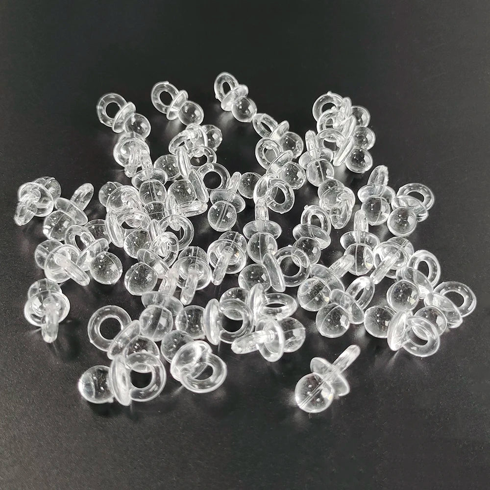 50Pcs Transparent Acrylic Mini Pacifier Baby Shower Girl Boy Birthday Holiday Party Table Decoration Supplies Game Decoration