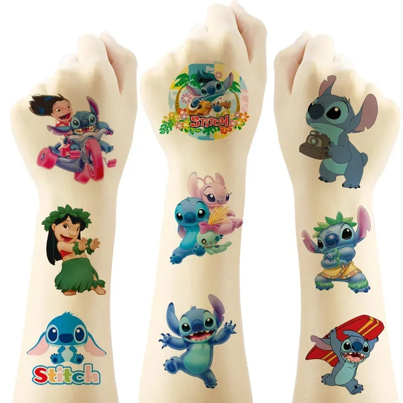New Kawaii Lilo & Stitch Anime Tattoo Stickers - DIY Decals for Birthday Party Decor, Perfect as Cartoon Children's Toy Gifts