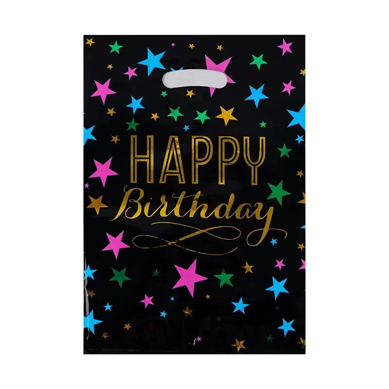 20pcs Printed Gift Bags Polka Dots Plastic Candy Bag Child Party Loot Bags Boy Girl Kids Birthday Party Favors Supplies Decor