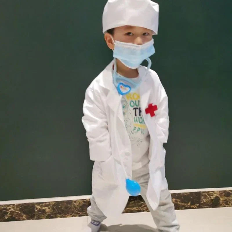 Children Doctors Nurses Kindergartens Professional Practitioners Role Dressing Performance Costume White Coat Festival Costumes
