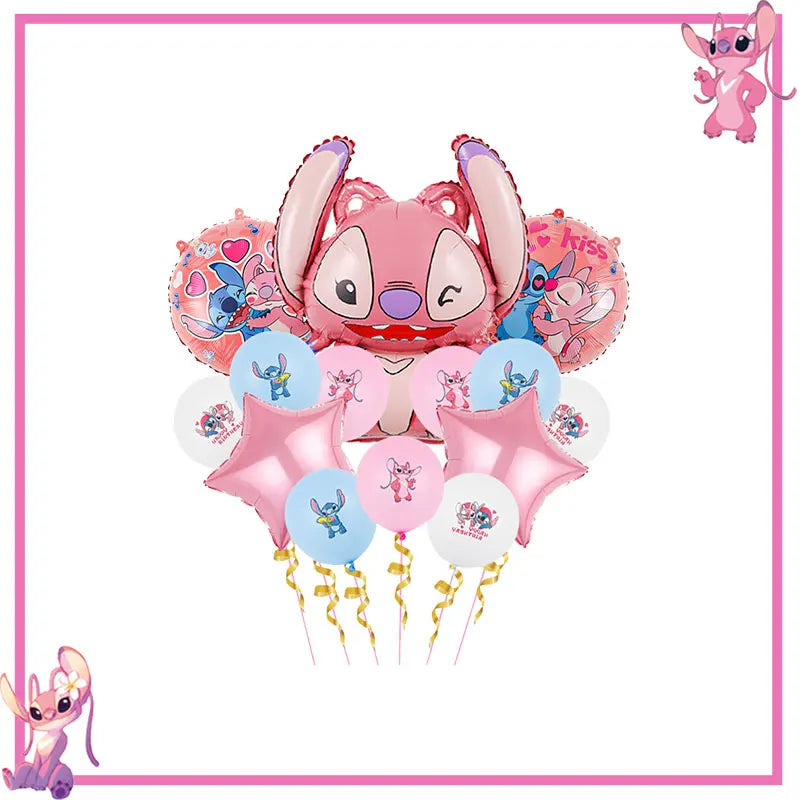 Pink Lilo Stitch Birthday Party Decoration Stitch And Angel Birthday Party Decorations Tableware Plates Balloons Girls Toy Gifts