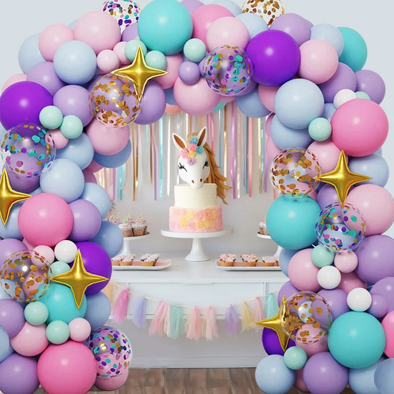 Unicorn Star Color Balloon Garland Arch Kit Rainbow Wedding Birthday Party Decor Kids Baby Shower Birthday Latex Balloons