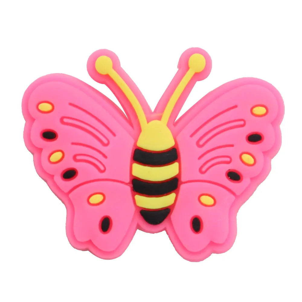 1Pcs PVC Hair Dryer Strawberry Cupcake Kids Shoe Charms Umbrella Crown Pink Series Buckle Clog Accessories Fit X-mas Gift