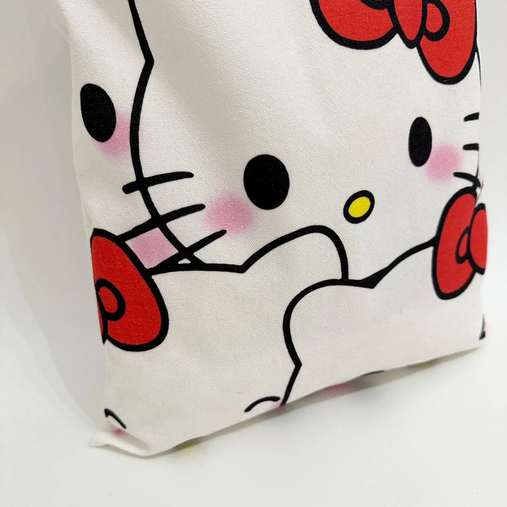 Anime Sanrio Hello Kitty Canvas Bag Zippered Student Book Large Capacity Class Tote Bag Shopping Student Girl Birthday Gifts