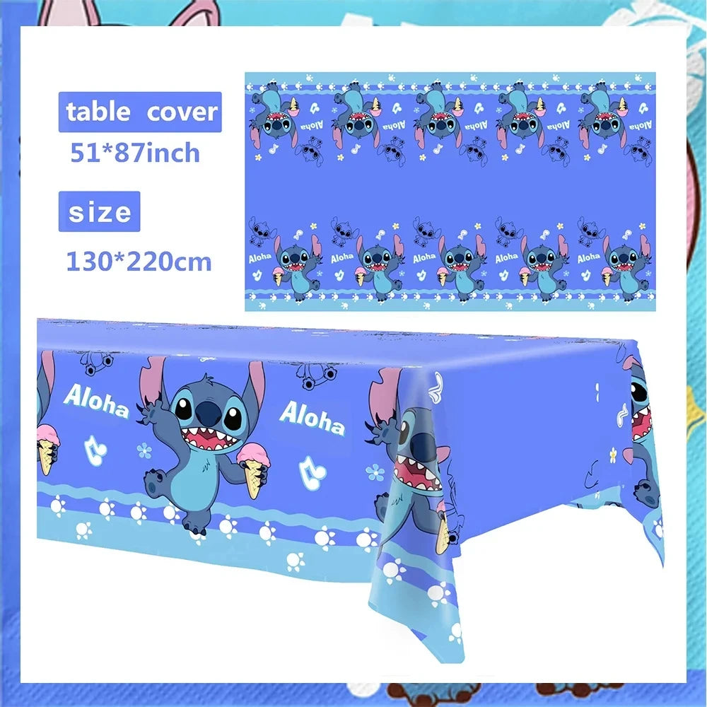 Lilo & Stitch Birthday Party Decorations Stitch Foil Balloons Disposable Tableware Set Backdrop Plate Napkin Kids Party Supplies