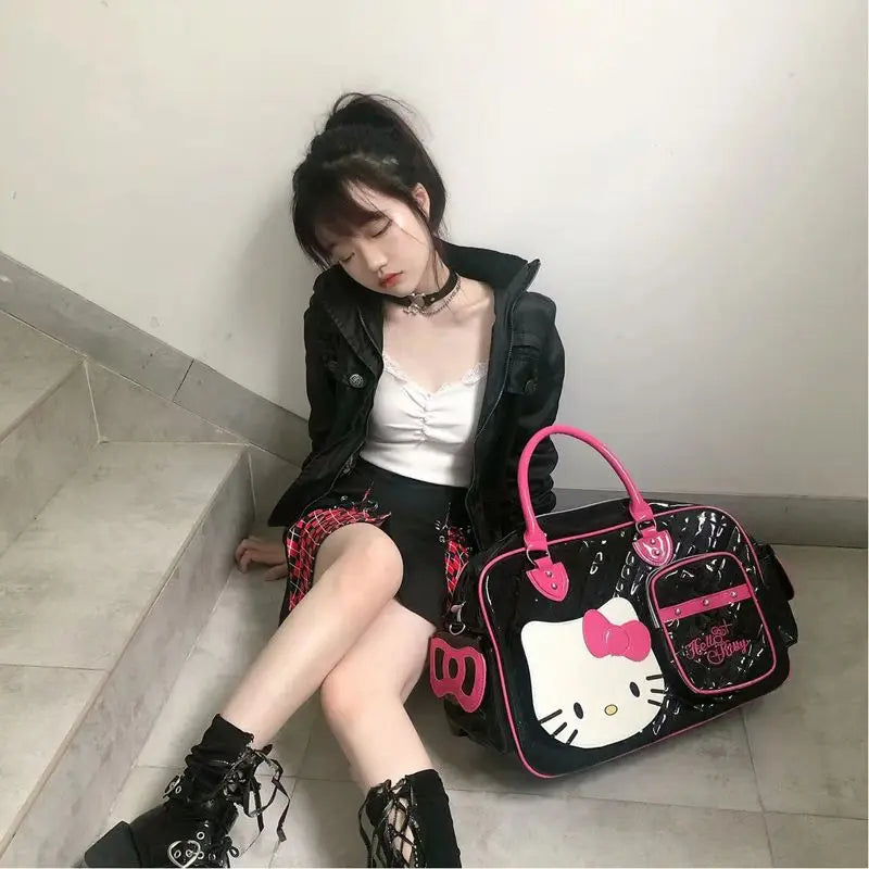 Hello Kitty Handbag Sanrio Travel Satchel Anime Kit Bag Sweetheart Hottie Y2K Girl Crossbody Pu High Capacity Bag Wholesale