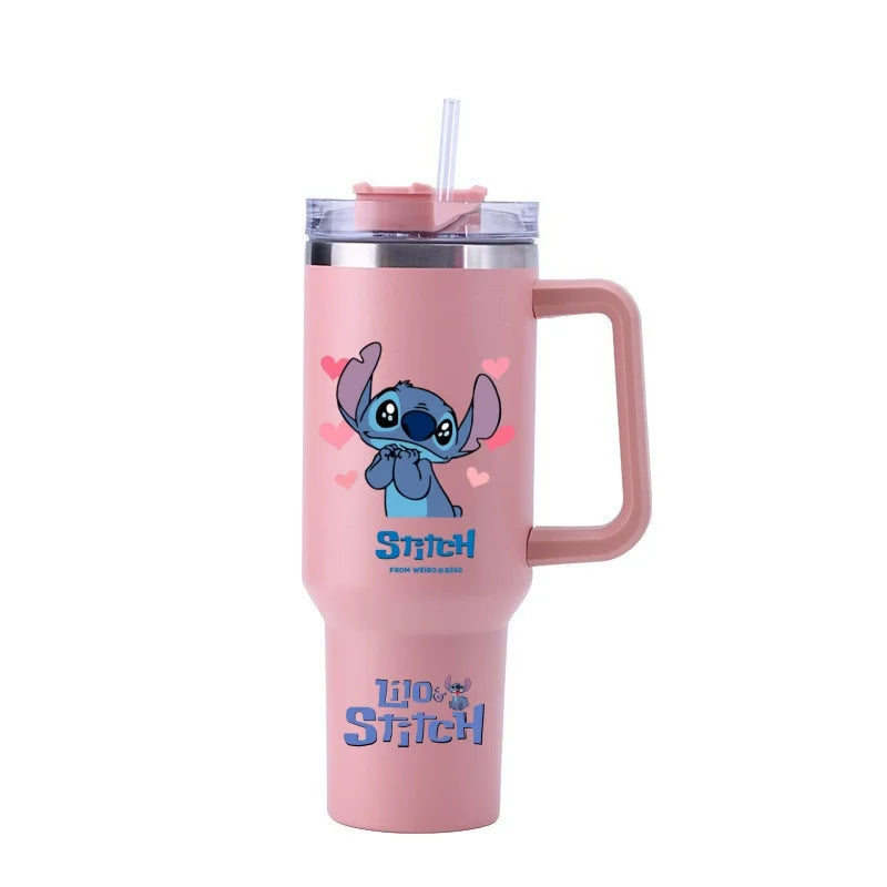 Thermal Coffee Lilo & Stitch Cups with Straw Stainless Steel Vacuum Insulated Tumbler 40oz Thermal Iced Travel Cup for Outdoor